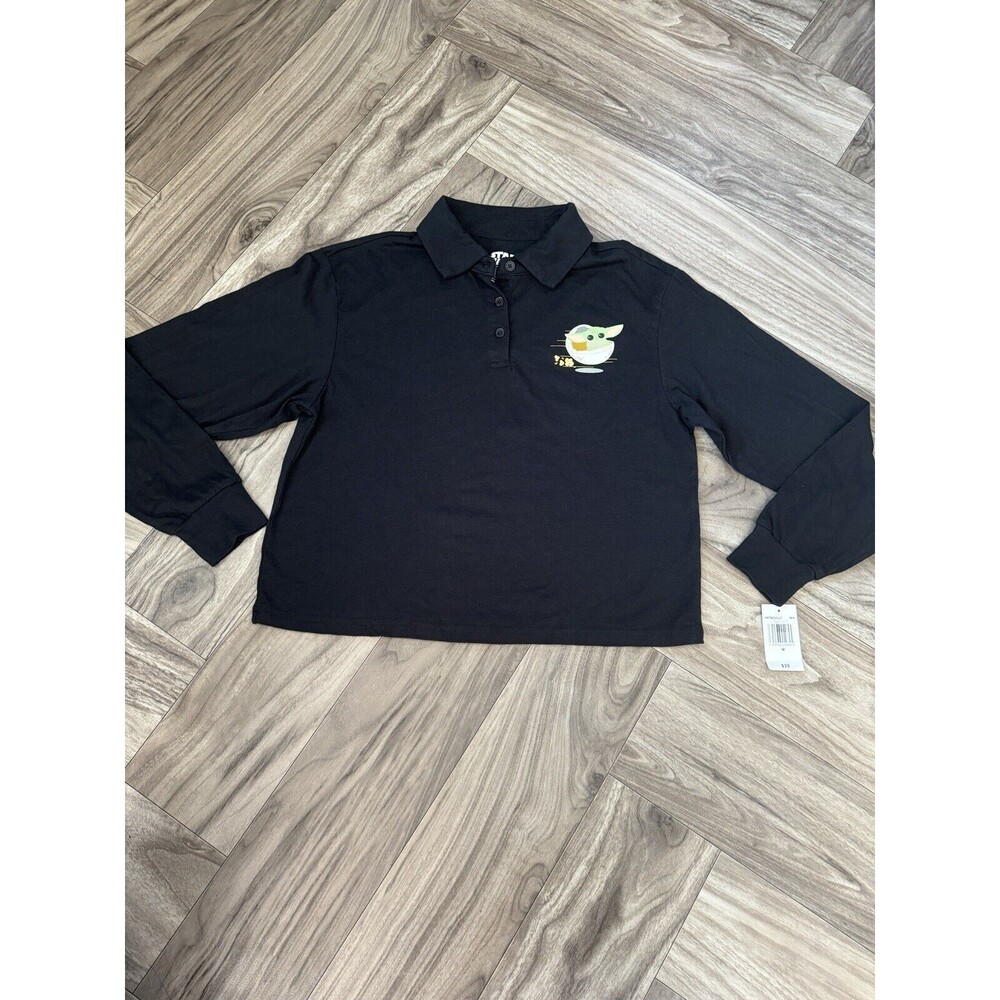 Star Wars Polo Shirt Mad Engine Long Sleeve Baby Yoda Collared Cropped Medium